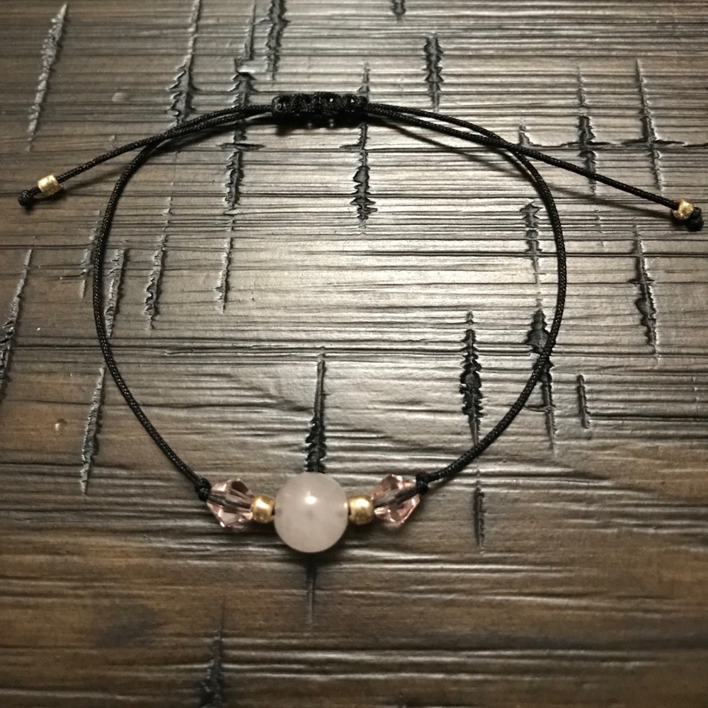 Rose quartz sliding knot bracelet
